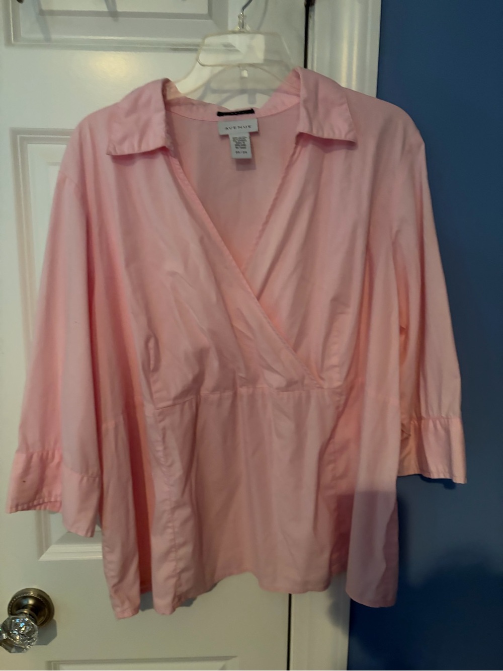Avenue Light Pink Wrap-Front Blouse